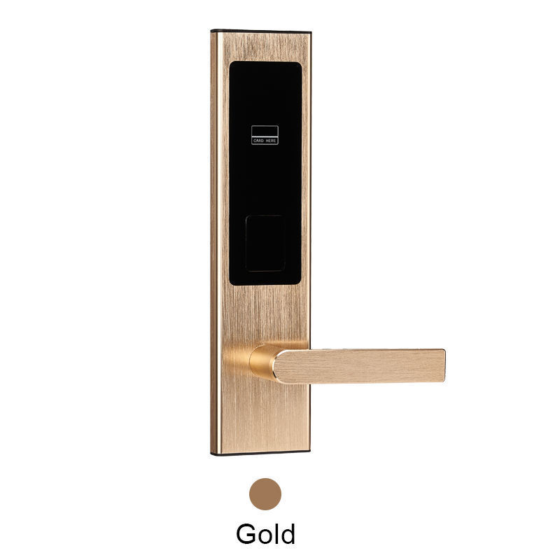 Gold High Security Anti Theft Smart hotel Lock Door handle Intelligent Electronic wireless connection hotel door lock