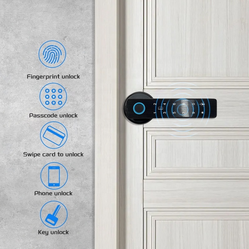 tuya wifi commercial keypad smart home house keyless biometric thumbprint finger scan combination bedroom door locks