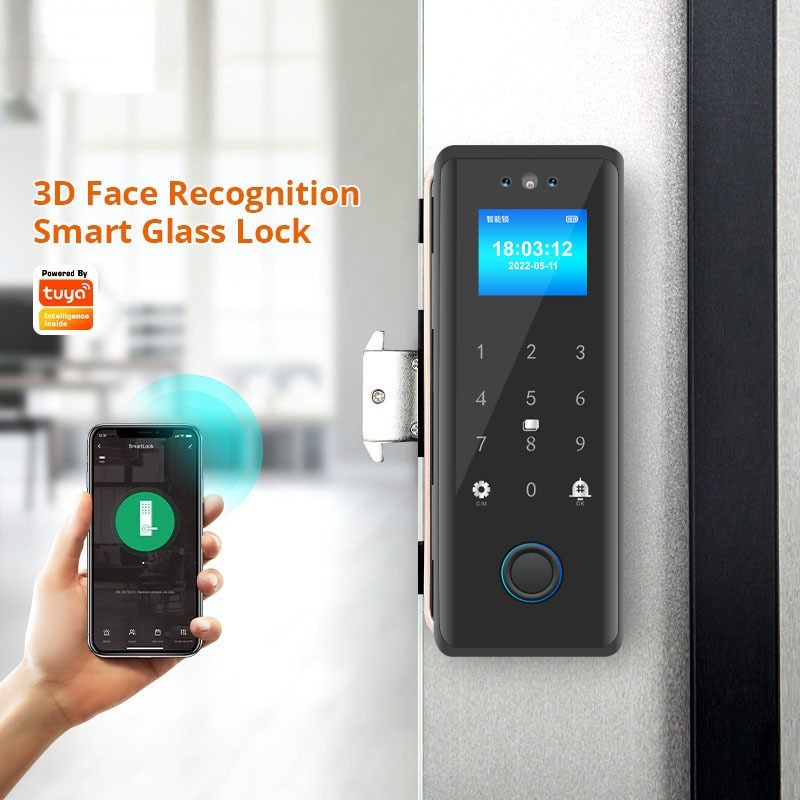 Safe Keyless Home Office Frameless Glass Door Lock Electronic Digital Fingerprint Smart Door Lock