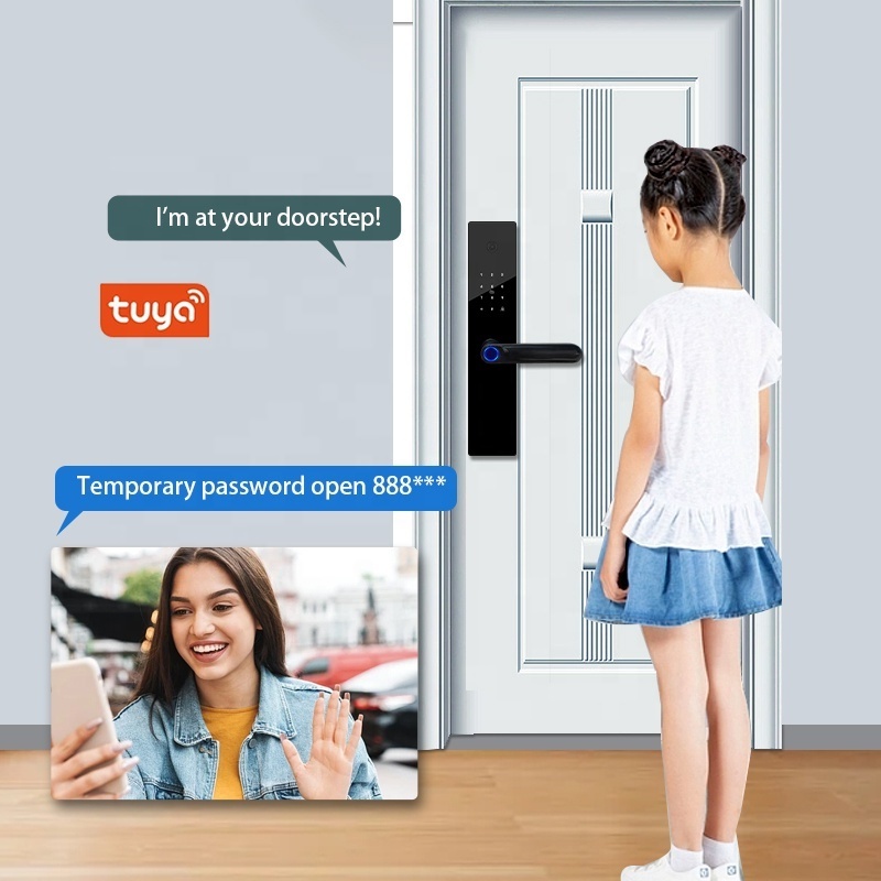 cheap Black fingerprint tuya locks for wooden doors digital front electronic keyless entry wifi heavy duty smart door lock