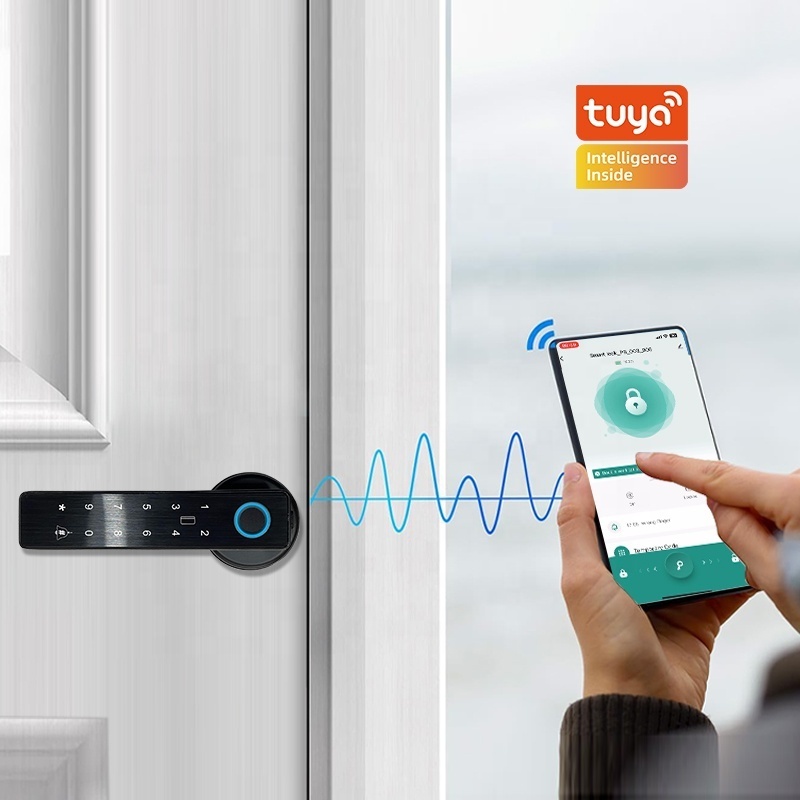 tuya wifi commercial keypad smart home house keyless biometric thumbprint finger scan combination bedroom door locks