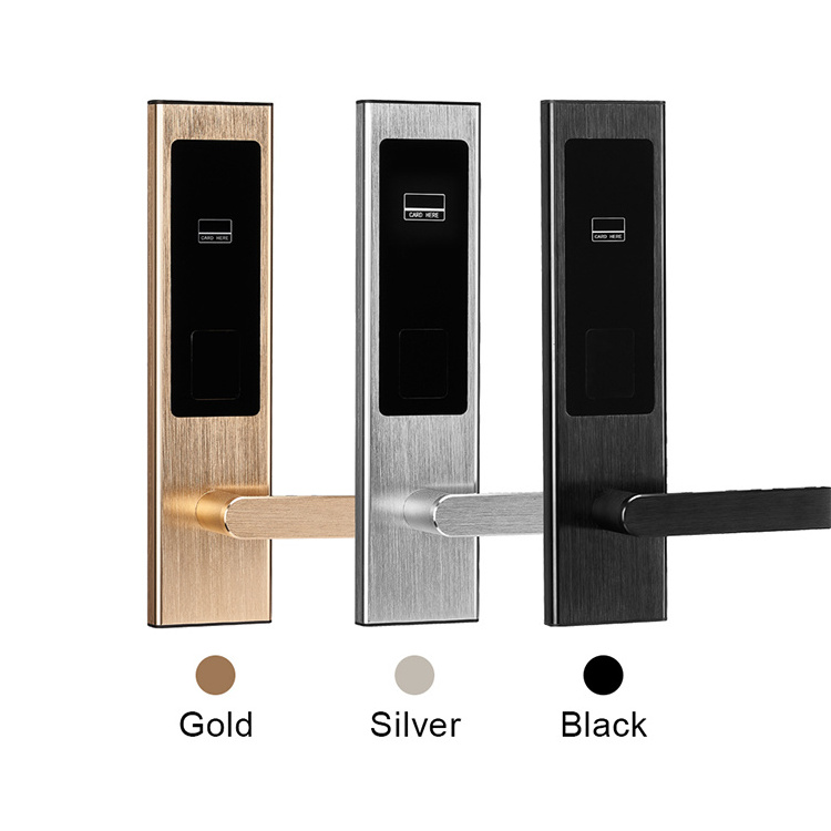 Gold High Security Anti Theft Smart hotel Lock Door handle Intelligent Electronic wireless connection hotel door lock