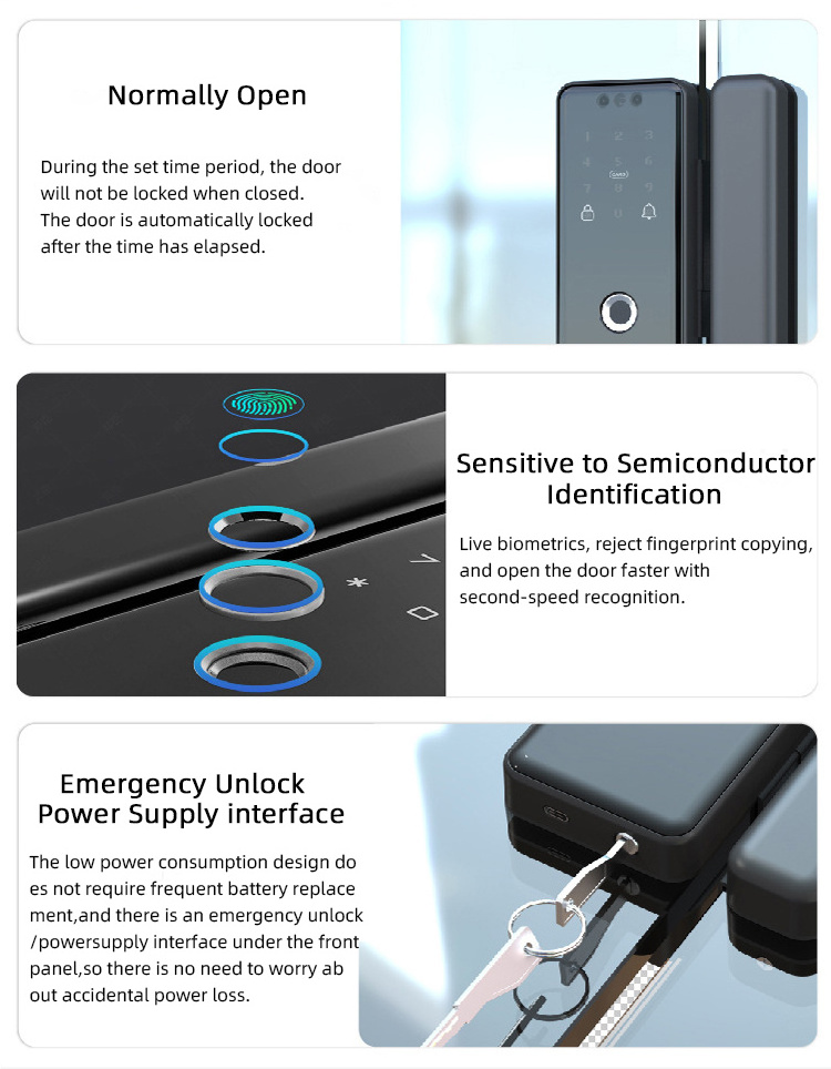 glass door smart lock wifi  with magnetic card commercial cerradura inteligente para puerta de vidrio puertas crital