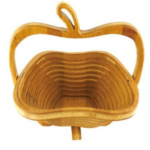 Instock Fruit Basket Bamboo Wooden Fruit Basket Bamboo wooden Folding Fruit Basket