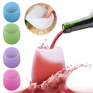 Custom Silicone Wine Glasses Unbreakable Collapsible Silicone Cups Minimalist OEM Party Cups & Saucers Silicone Cup with Lid