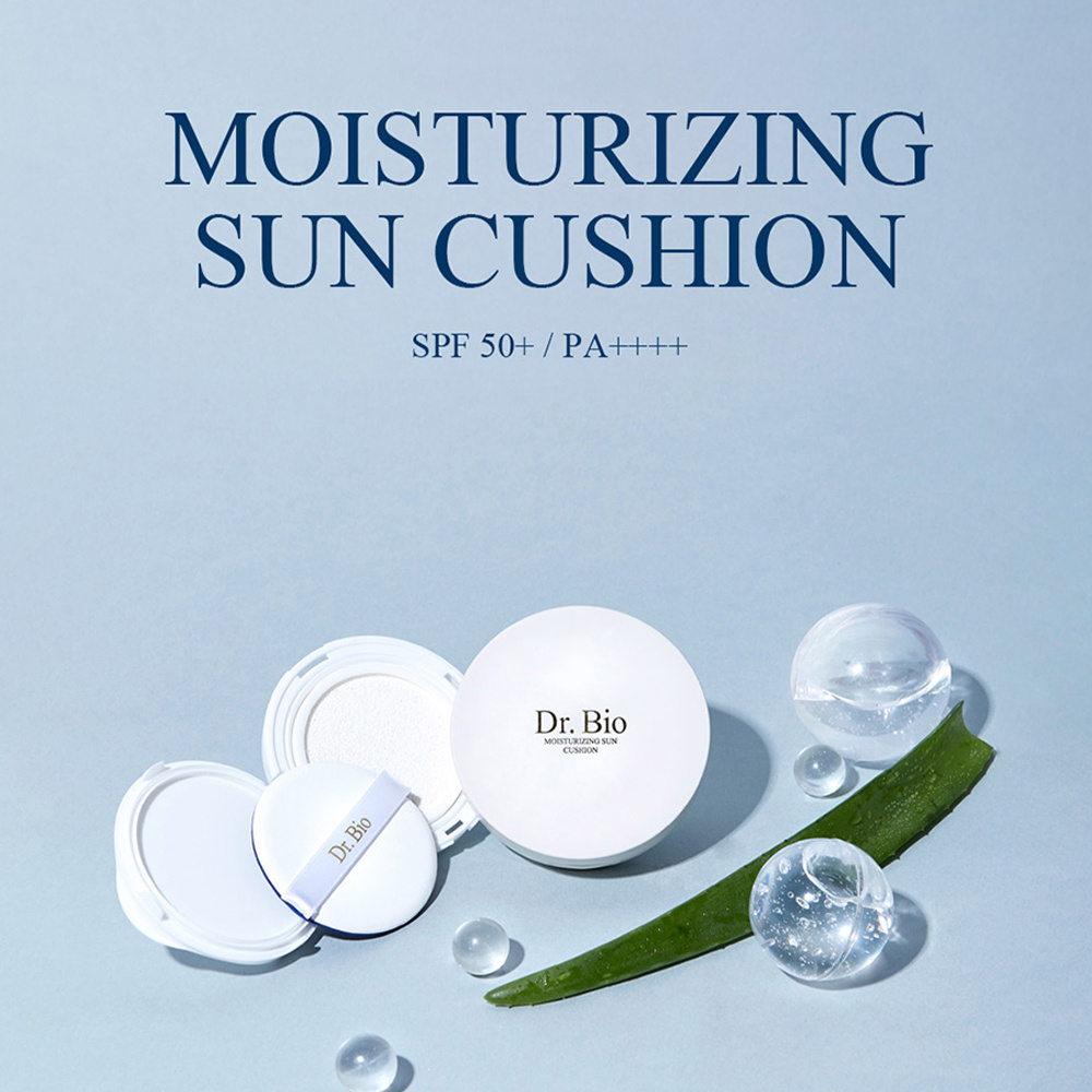 DR.BIO Moisturizing Sun Cushion Set- Made in Korea SPF 50+ PA++++ simple sun care product fresh feeling gentle inorganic care