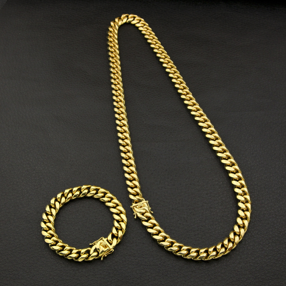 6mm 8mm 12mm 18mm 18inch 20inch 24inches stainless steel miami cuban link chain 18k gold silver color cuban link chain necklace