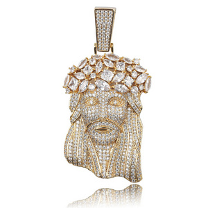 2019 Newest 14k gold plated Rattan corolla Jesus religious faith Christianity pendant necklace hip hop iced out jesus pendant