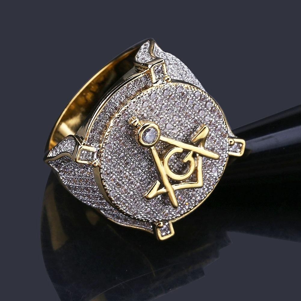 Vintage Charm Masonic Crystal Rings Freemason Symbol A G Templar Freemasonry Hip Hop Punk Men Ring Etherial Handmade Ring