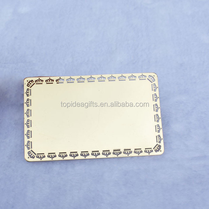 Metal Crown Hollow Blank Brass Metal Plate Gold Business Credit Card