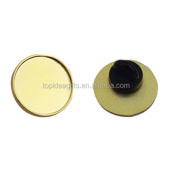 Blank Lapel Pin Factory Sublimation Blank Gold Metal Brooch Pin Round Shape Metal Badge