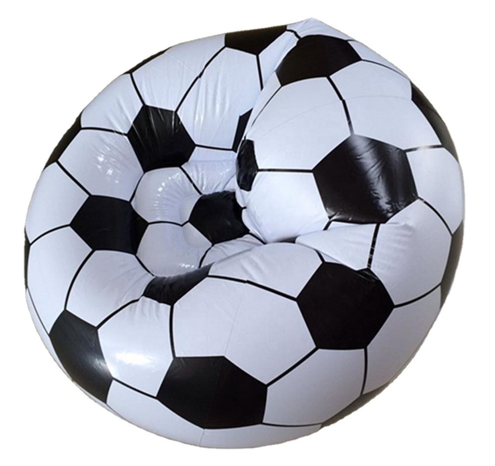 RED, BLACK & WHITE FULL COLOR Football shaped inflatable Chair air sofa seat with soccer design