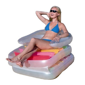 Foldable transparent 2 in 1 inflatable beach air mattress floating air lounger