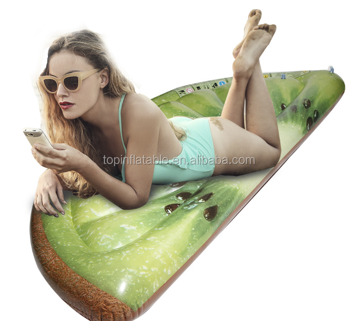 Factory OEM top rated kiwi slice mat large inflatable floating island pool float mat custom inflatable pool floating toys