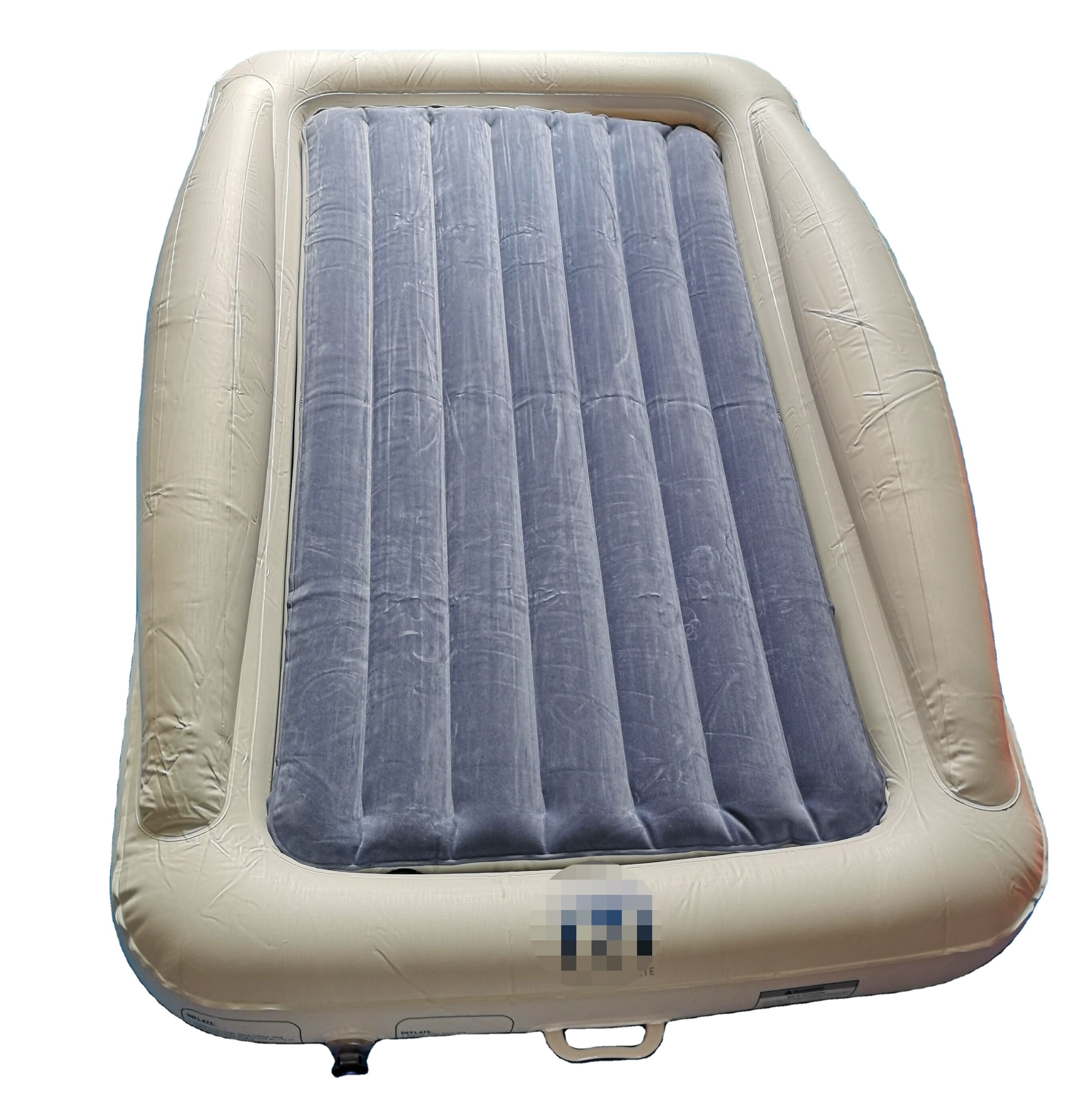 Portable inflatable kids bed mattress with high safety rails inflatable children's travel bed sleepover bed set