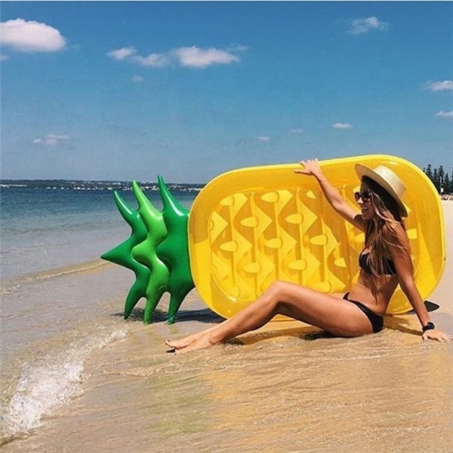 cool summer water fun inflatable pineapple mattress custom fruit shaped pool floating pineapple raft lounger for adult