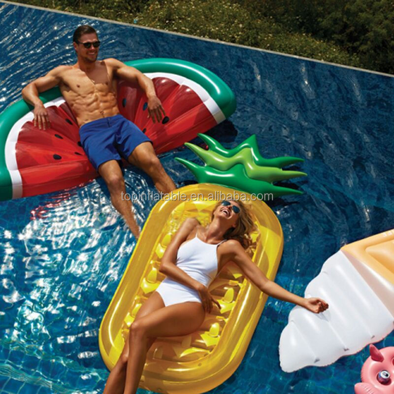 fruit cutting watermelon/pineapple swimming water inflatable floating bed for sale