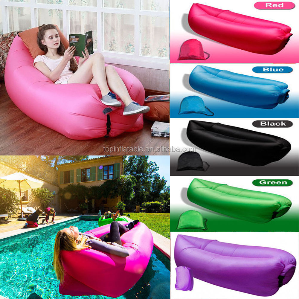 Wholesale 190T/210T Outdoor Sun Couch, Inflatable Lounger Camping Lazy Bag Air Mattress Sofa For Beach Sleeping Bag