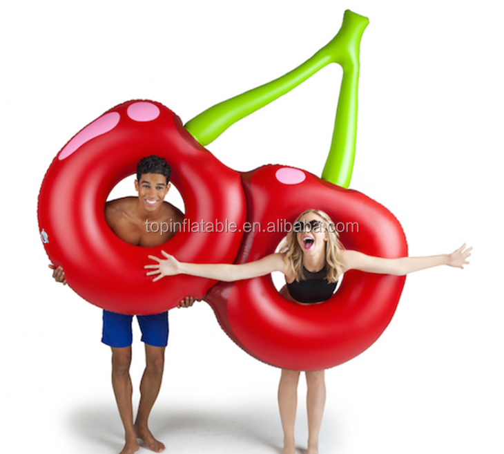 Fruit shape water toy PVC inflatable cherry floating row cherries swimming pool float recliner