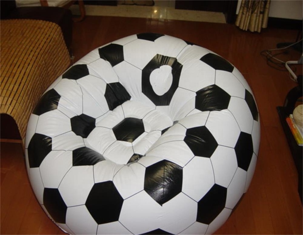 RED, BLACK & WHITE FULL COLOR Football shaped inflatable Chair air sofa seat with soccer design