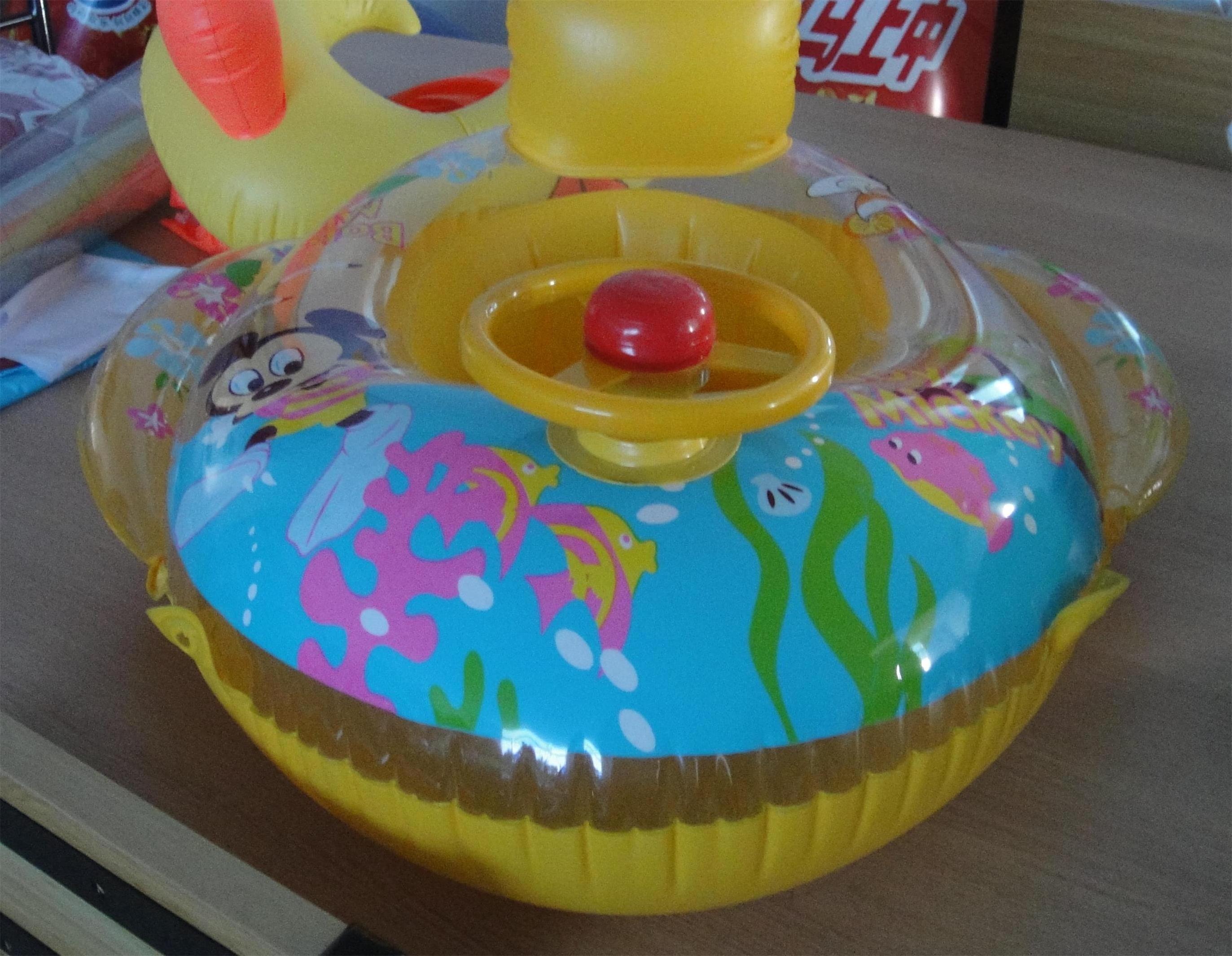 kids inflatable boat pool raft floats steering wheel floating boat swimming seat for children