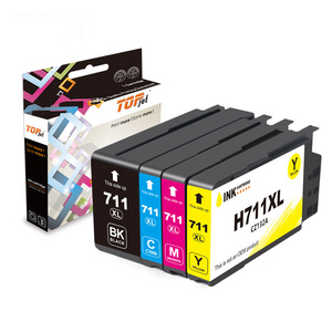 Topjet 711XL 711 XL Wholesale Color Black Compatible Pigment Ink Cartridge for HP Designjet T120 T520 Inkjet Printer