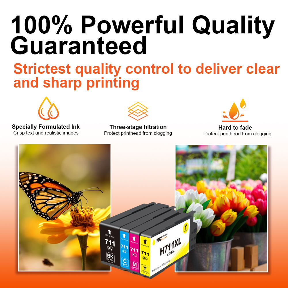 Topjet 711XL 711 XL Wholesale Color Black Compatible Pigment Ink Cartridge for HP Designjet T120 T520 Inkjet Printer