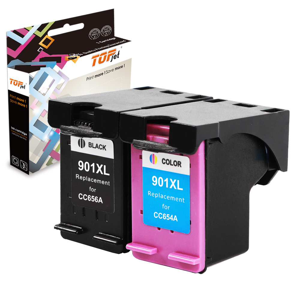 Topjet 901XL 901 XL  Remanufactured Premium Color Ink Cartridge for HP901XL HP901 for HP Officejet J4580 Inkjet Printer