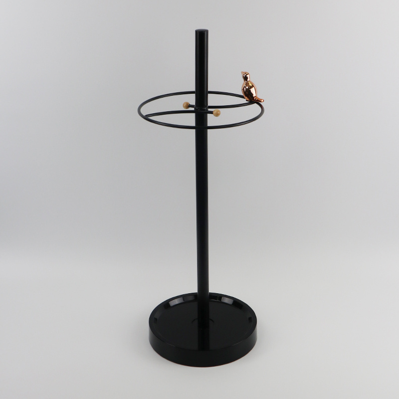 Matte Black Metal Bird Design Umbrella Stand