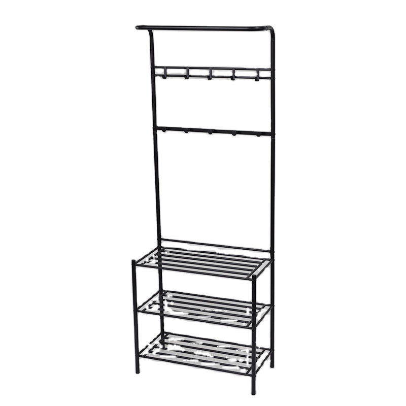 Free Standing Clothes Rack with 3-Tier Storage Shelf