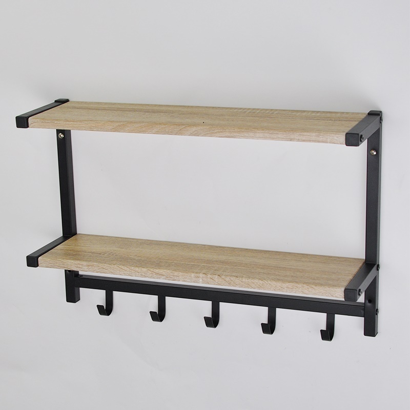 Wall Mounted Kitchen Storage Shelf with 5 Hooks