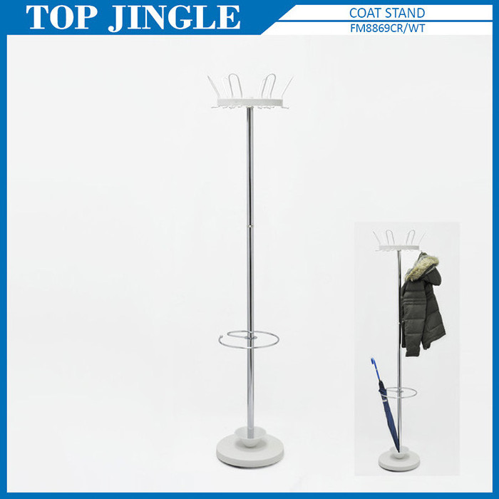 Unique round 6 hooks black foldable metal coat rack stand