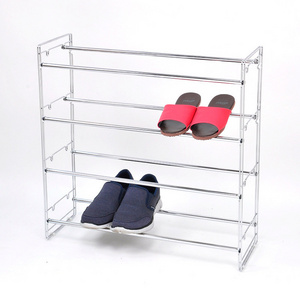 Customized 4 Tier Portable Standing Chrome Diy Shoe Rack