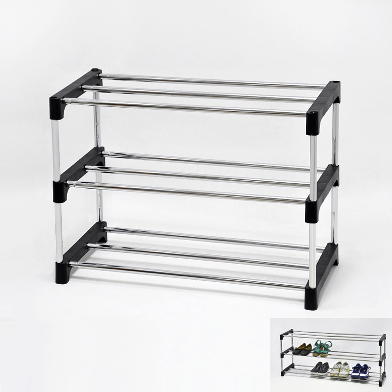 Customized 4 Tier Portable Standing Chrome Diy Shoe Rack