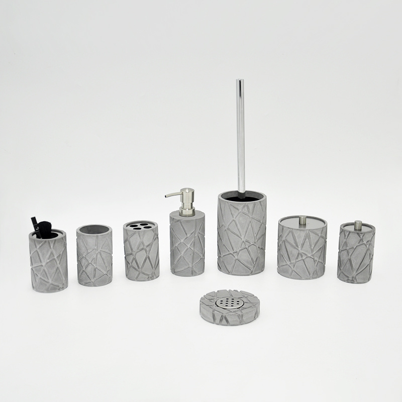 Modern Concrete Design Gray Bathroom Accessories Set