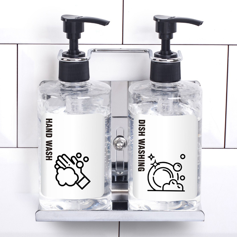 Wall Hanging Stainless Steel Soap Dispenser Holder with PET Bottle