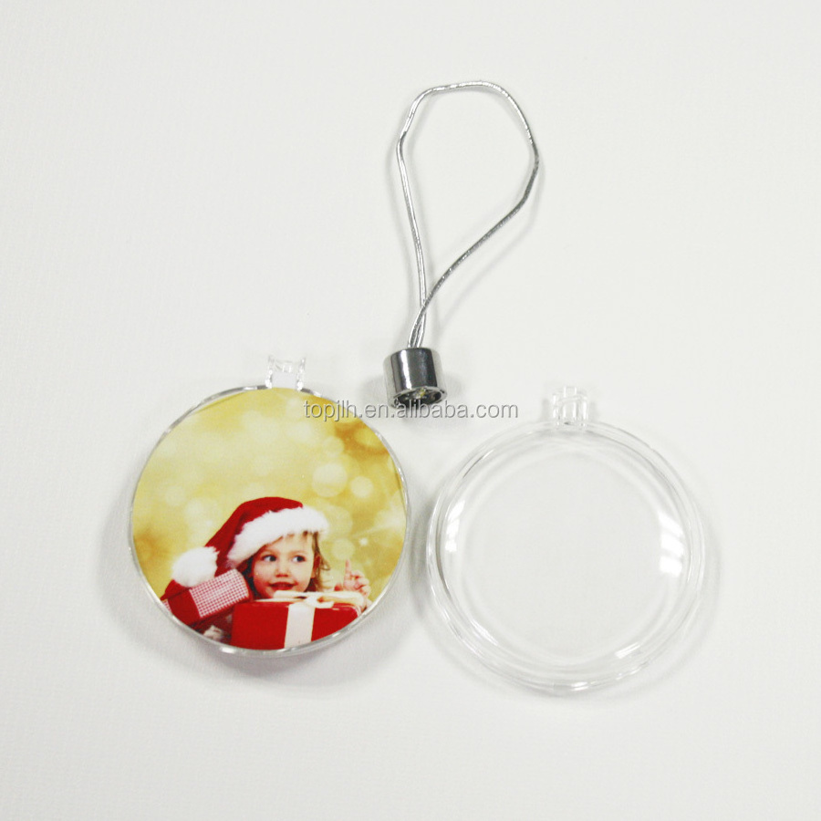 Topjlh Christmas Ball Sublimation Blank Christmas Ornament Transparent Plastic Flat Ball 8CM Sublimation Christmas Ornaments