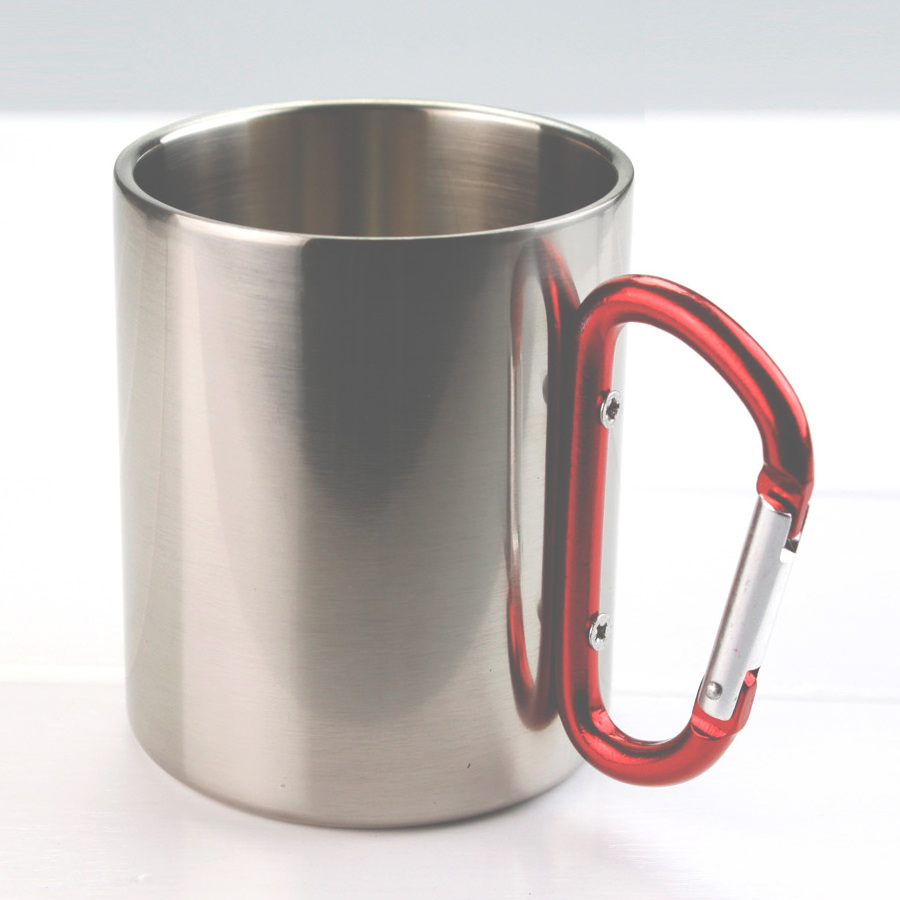 Topjlh Cross-country hiking cups carabiner 304 stainless steel cups sublimation blank  300ml custom printing mugs