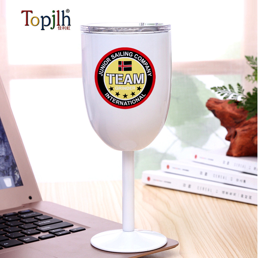 Topjlh 10oz Sublimation Blank Wine Tumbler Travel Mugs Wine chiller CUP EGG CUP Stainless Steel Vacuum wine chiller Cup set