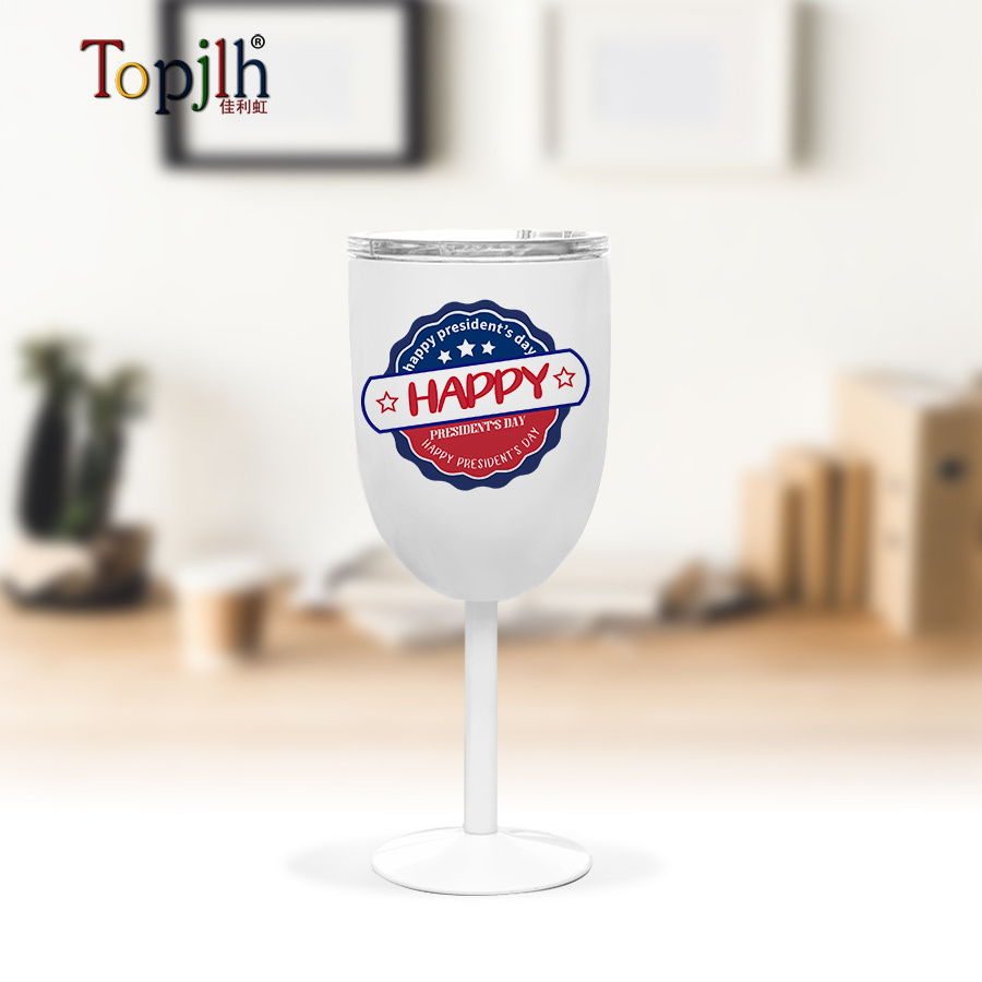 Topjlh Double Walled Stainless Steel Beer Sublimation Wine Glass Goblet Tumbler Martini Cocktail sublimation Glass Wine Goblet