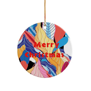 best seller hot stocked sublimation ceramic flat ornaments baubles for Christmas