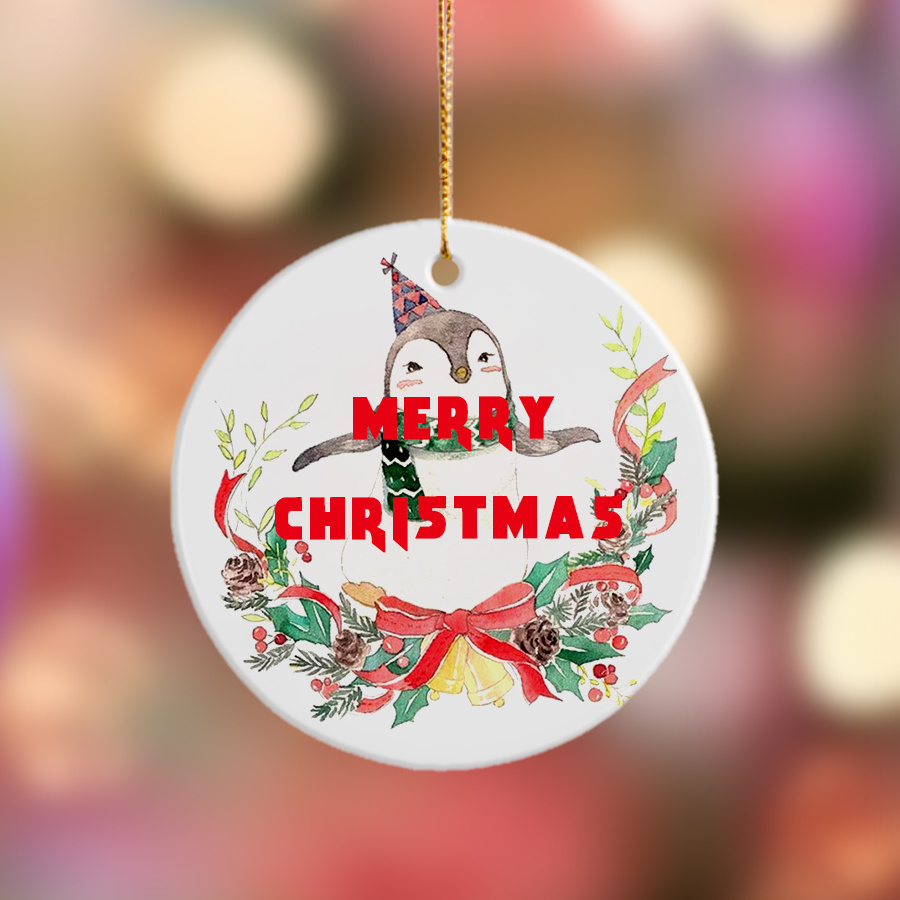 Christmas pendant 3 inch round ceramic ornaments for sublimation decoration