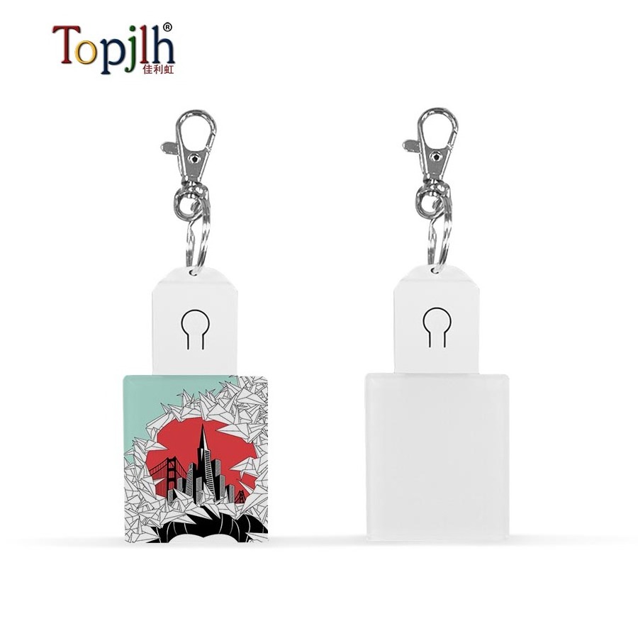 Sublimation Blank Acrylic Keychain With Led Light Custom Key Holder