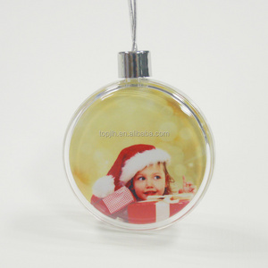 Topjlh Christmas Ball Sublimation Blank Christmas Ornament Transparent Plastic Flat Ball 8CM Sublimation Christmas Ornaments