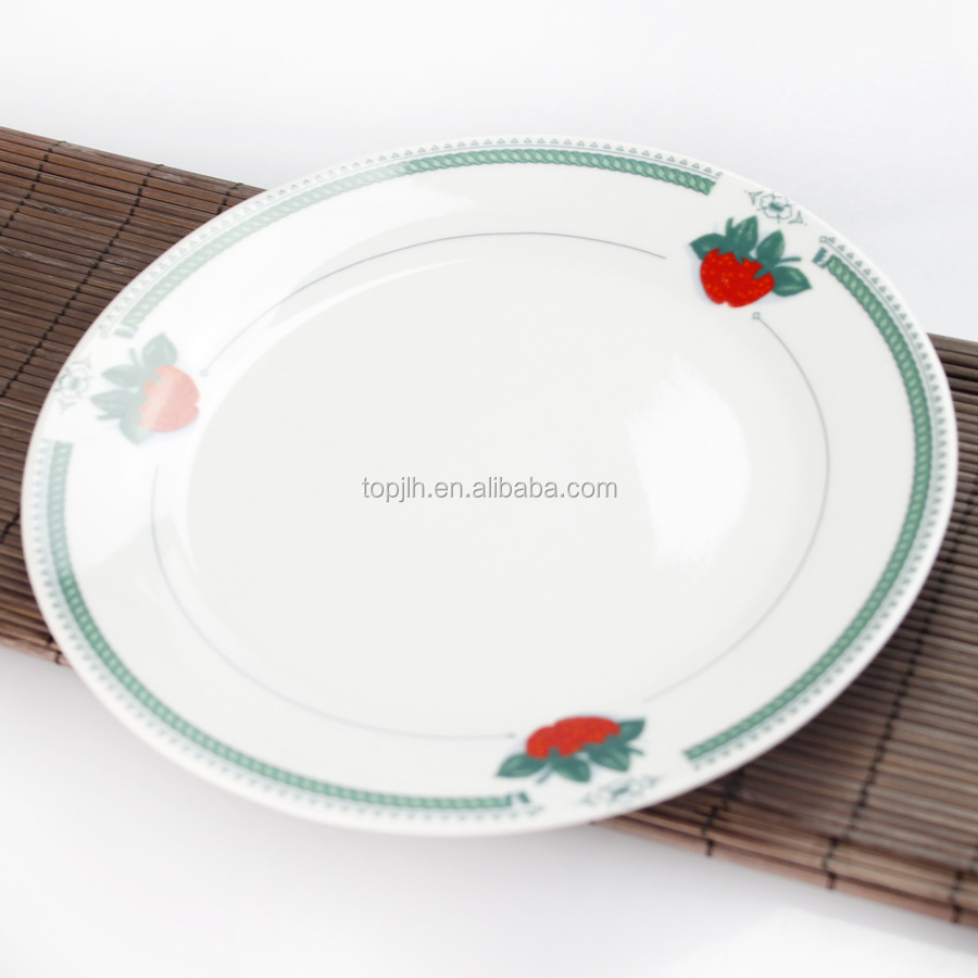 Topjlh Sublimation Ceramic Plate with Strawberry Border Dinner Tableware Plate Dessert Dinnerware Cake Plate 8 Inch Christmas