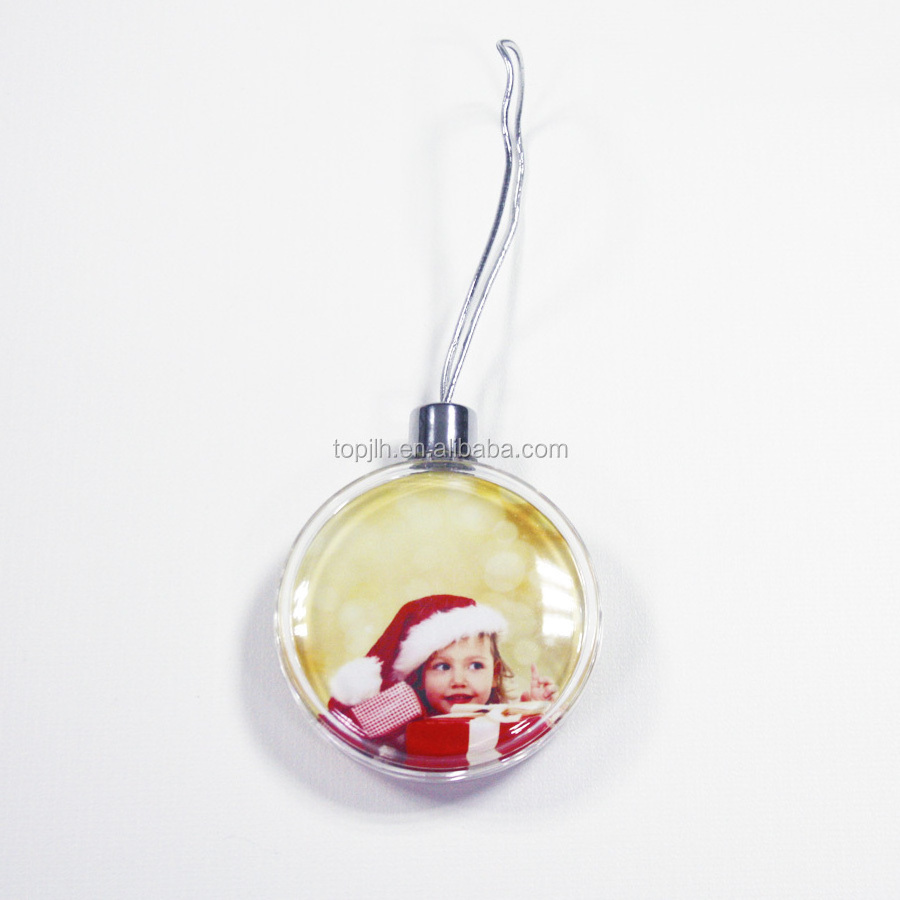 Topjlh Christmas Ball Sublimation Blank Christmas Ornament Transparent Plastic Flat Ball 8CM Sublimation Christmas Ornaments