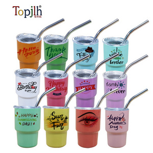 Topjlh Blank Sublimation 3oz Cute Shot Glass Double Wall Stainless Steel Colorful MIni Tumbler