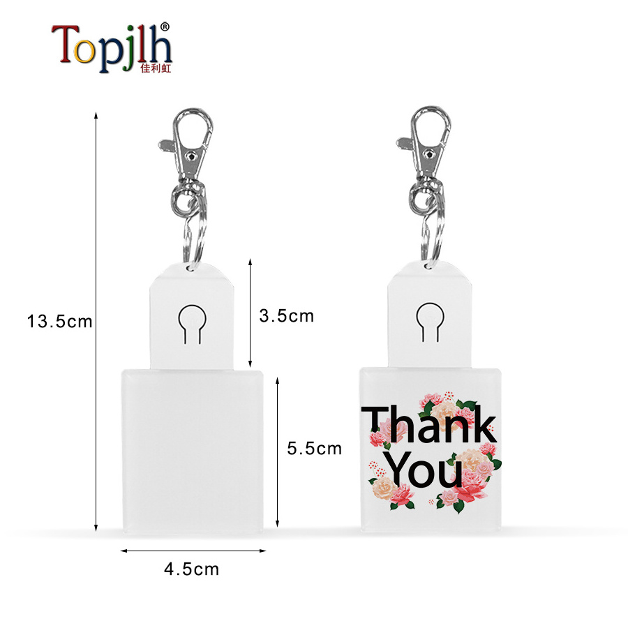 Sublimation Blank Acrylic Keychain With Led Light Custom Key Holder