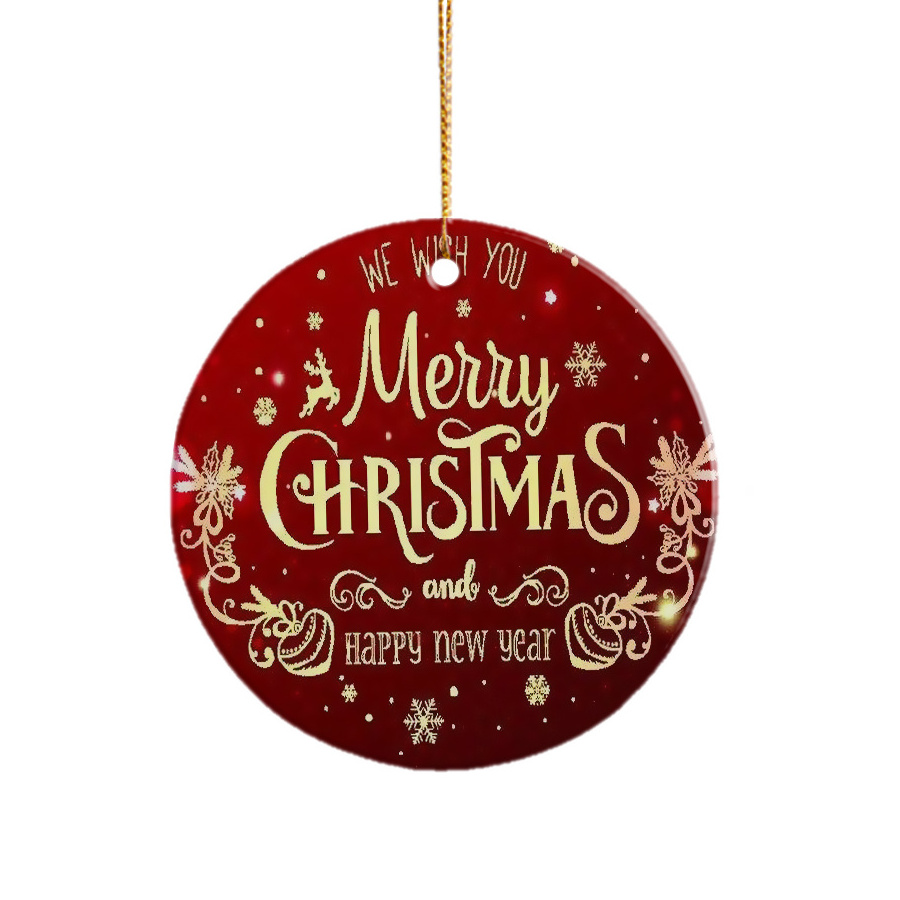 Christmas pendant 3 inch round ceramic ornaments for sublimation decoration