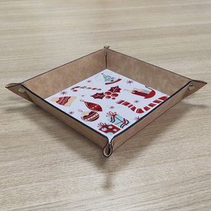 Topjlh Sublimation Blank PU Storage Tray Desk Decoration Storage Tray